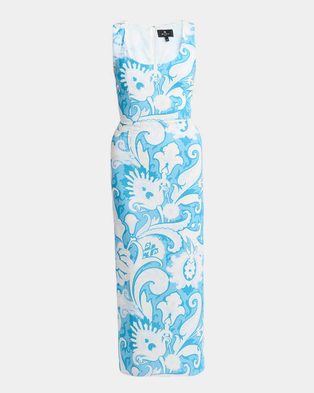 Summer Paisley Silk Twill Midi Dress